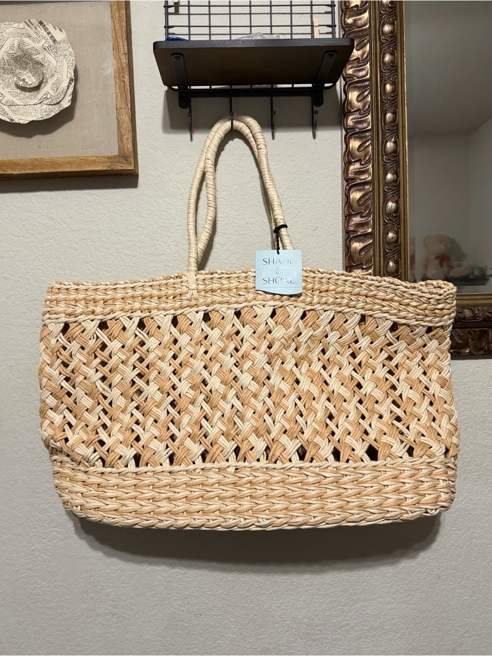 Shade & Shore Natural Woven Straw Tote Bag
